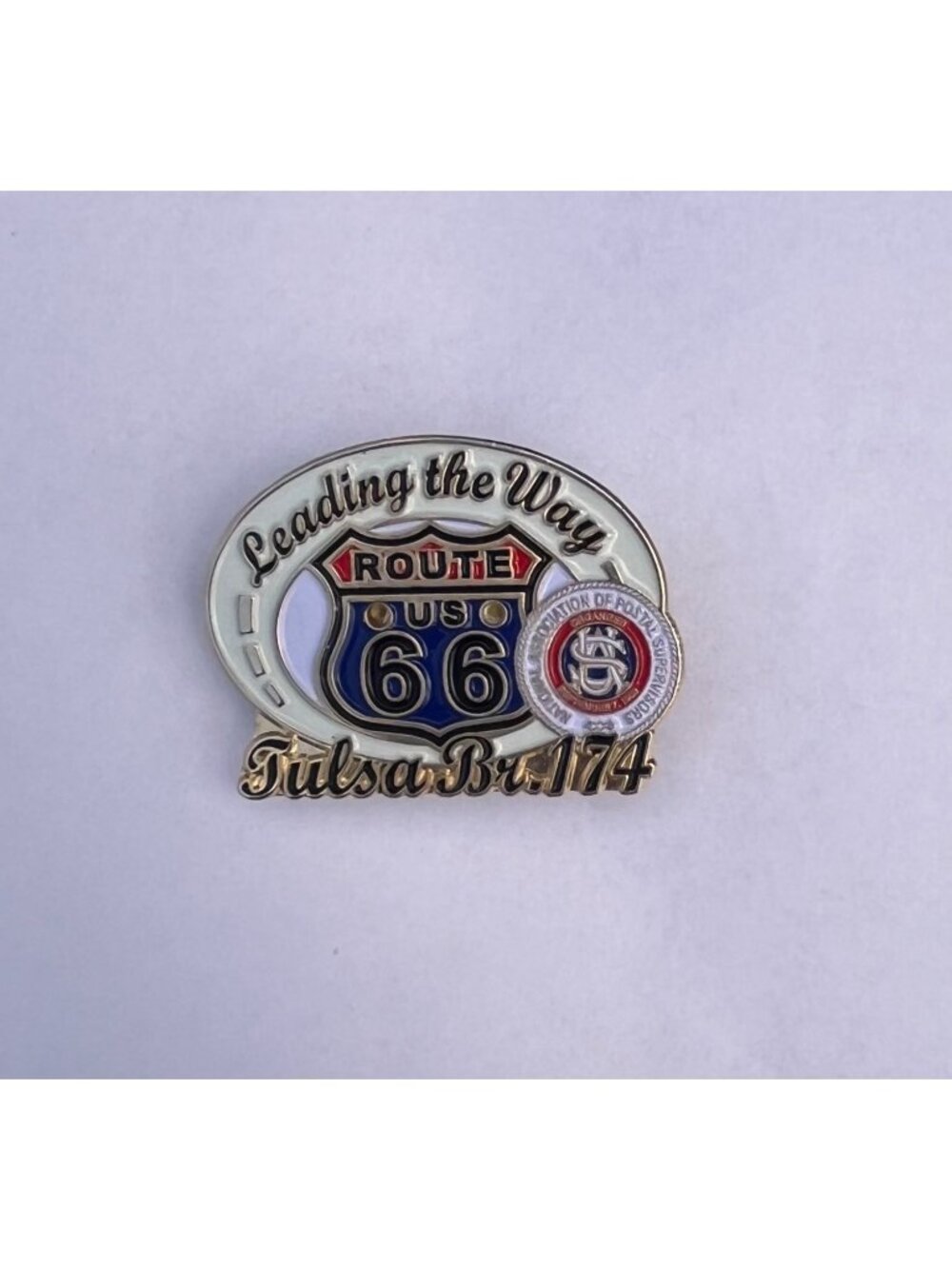 Vintage Tulsa Branch 174 Route 66 Leading the Way NAPS Enamel Lapel Pin Postal S